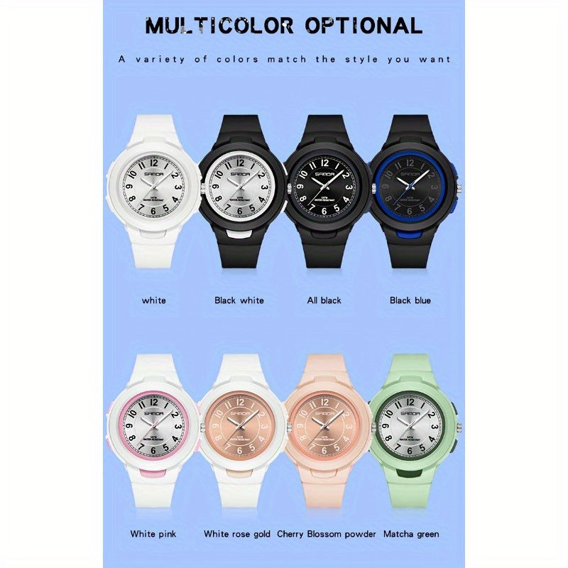 SANDA sports watch for men and women - 1968.5 inch waterproof, rubber strap, quartz movement, round dial, waterproof strap stopwatch, 24-hour display, electronic drive, wireless function, unisex outdoor multi-function watch with luminous light