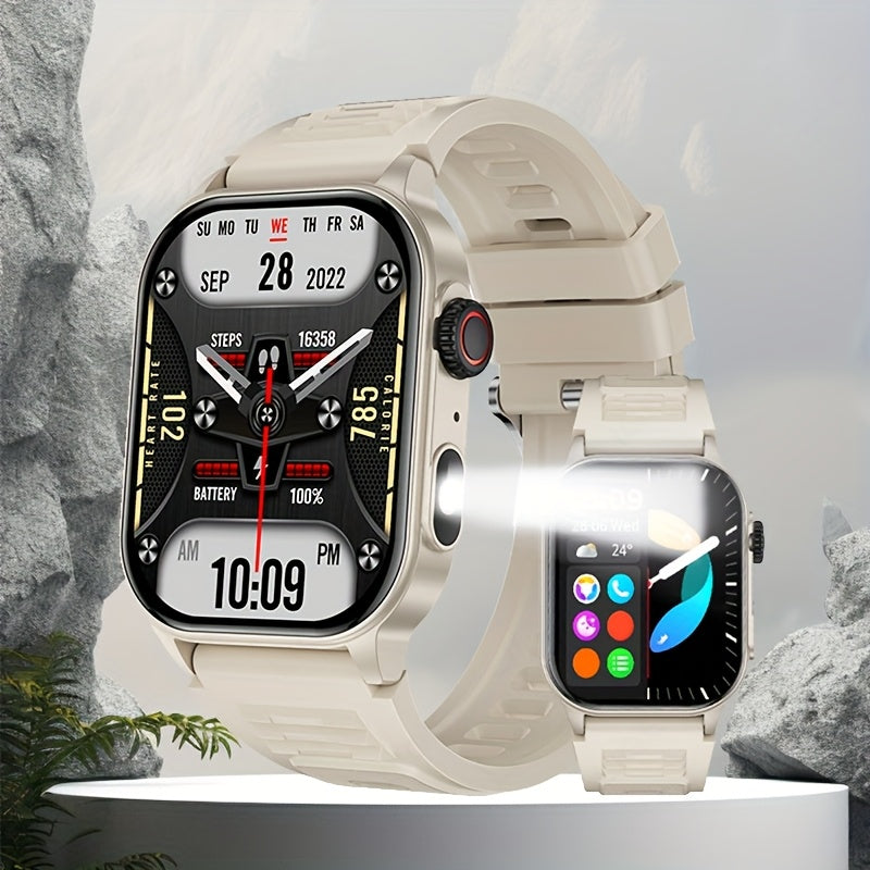 LIGE New Smart Watch LED Flashlight 2.01-inch High-definition Large Screen 370mAh Wireless Call Weather Forecast AI Voice Assistant Dial 100+ Scientific Sports Modes Rich Applications Reminder Function Sports Watch Gift for Men And Women