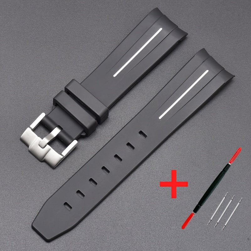 20mm Watch Strap For Omega Watch, Curved End Silicone Wrist Bracelet For Men Women, Waterproof Sport Watchband, Ideal Choice For Gifts