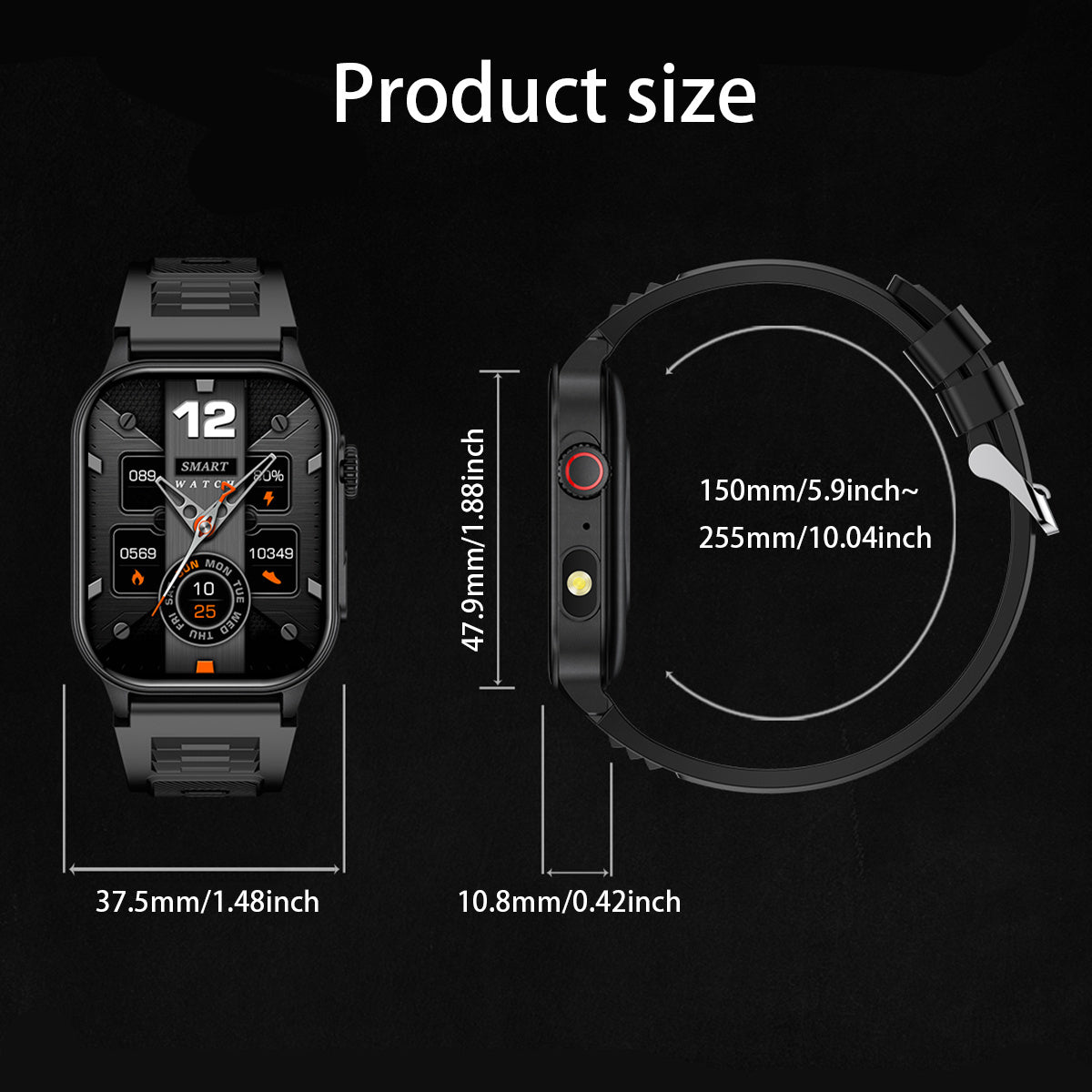 LIGE New Smart Watch LED Flashlight 2.01-inch High-definition Large Screen 370mAh Wireless Call Weather Forecast AI Voice Assistant Dial 100+ Scientific Sports Modes Rich Applications Reminder Function Sports Watch Gift for Men And Women