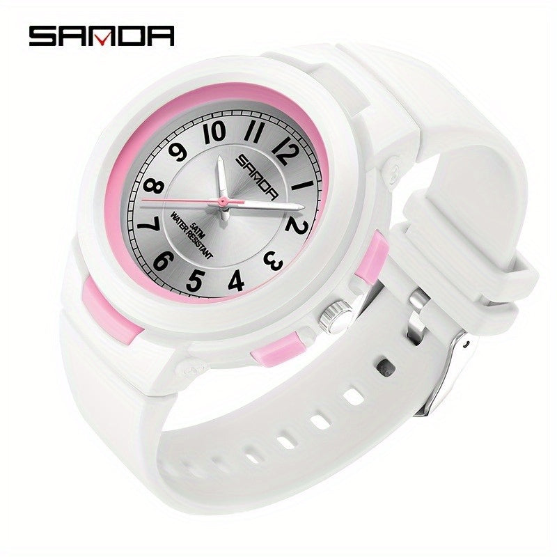 SANDA sports watch for men and women - 1968.5 inch waterproof, rubber strap, quartz movement, round dial, waterproof strap stopwatch, 24-hour display, electronic drive, wireless function, unisex outdoor multi-function watch with luminous light