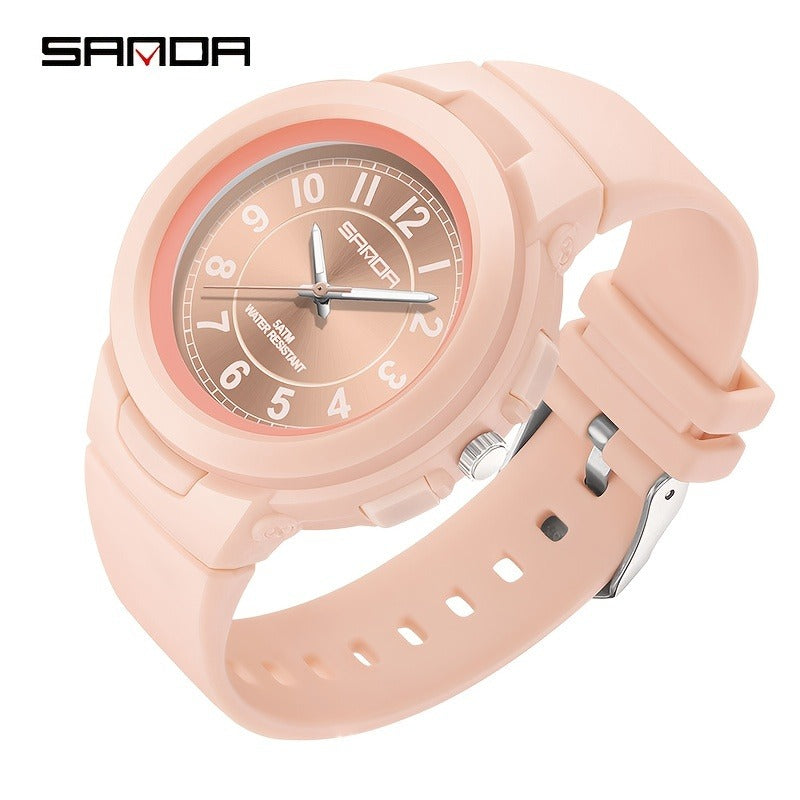 SANDA sports watch for men and women - 1968.5 inch waterproof, rubber strap, quartz movement, round dial, waterproof strap stopwatch, 24-hour display, electronic drive, wireless function, unisex outdoor multi-function watch with luminous light