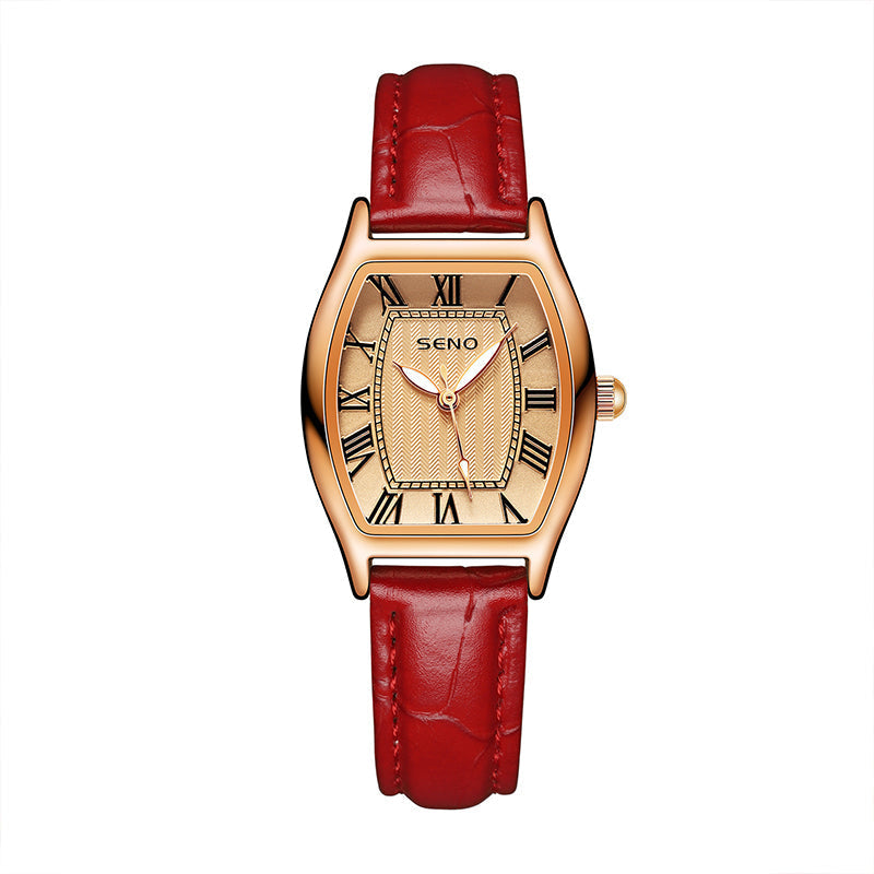 Women's Retro Barrel Shaped Dial Quartz Watch