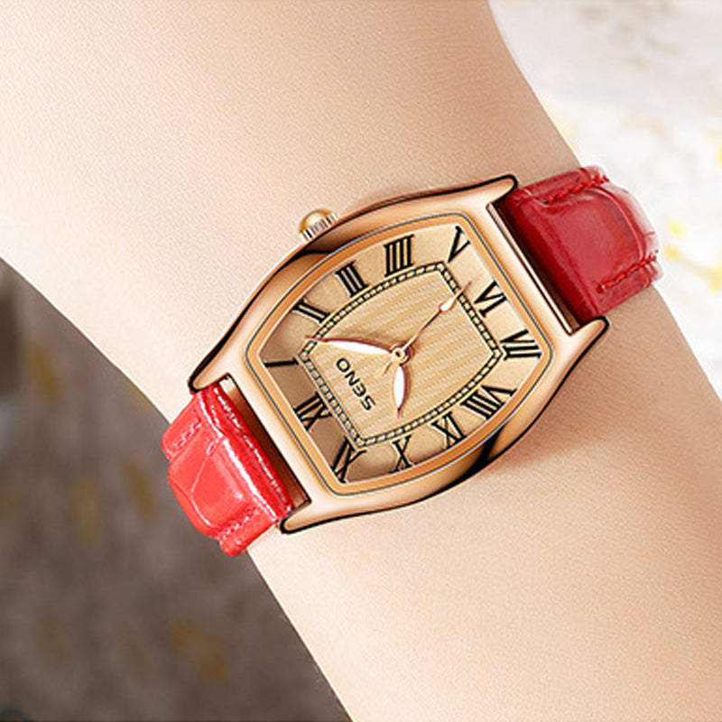 Women's Retro Barrel Shaped Dial Quartz Watch