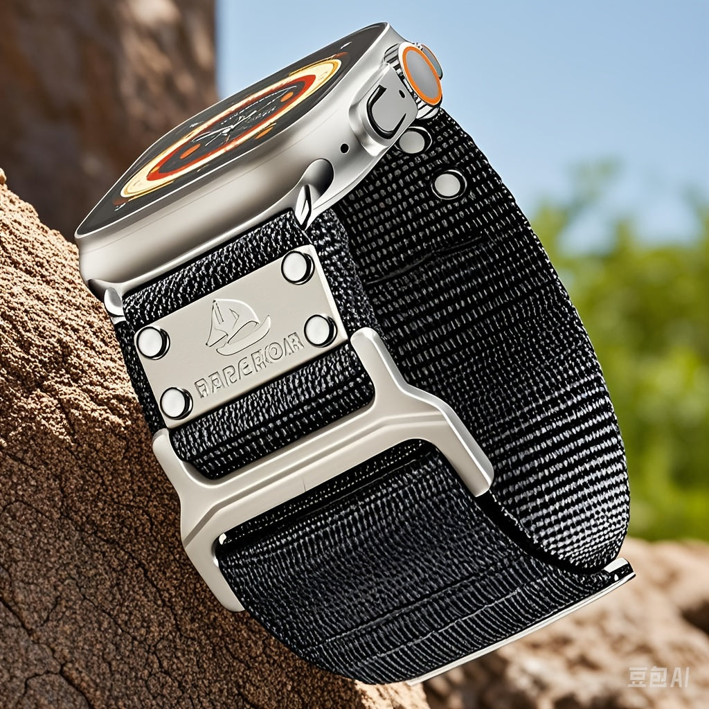Ultra-Thin Strap, Suitable for Apple Watch Ultra2\u002FApple Watch 49mm, Series 9\u002F8\u002FSE2\u002F7\u002F6\u002FSE\u002F5\u002F4\u002F3\u002F2\u002F1 45mm\u002F44mm\u002F46mm | Stainless Steel Magnetic Buckle, Durable Nylon Band