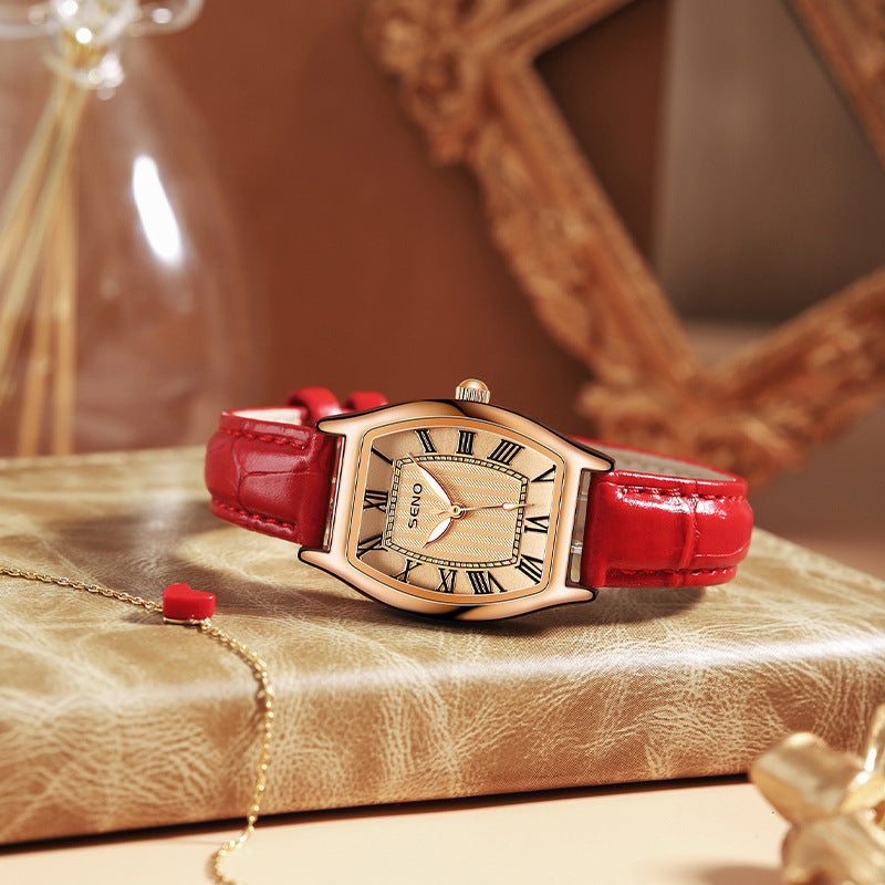Women's Retro Barrel Shaped Dial Quartz Watch