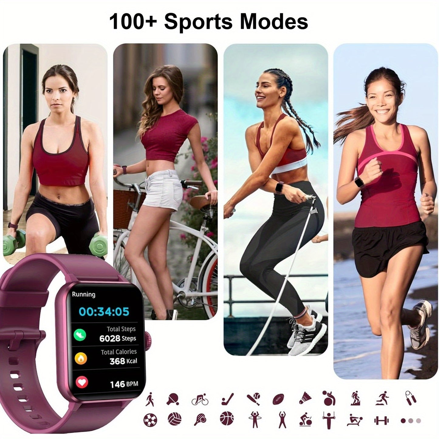 IOWODO Smart Watch for Women (Answer/ Make Calls & AI Voice), 1.85" HD Fitness Watch with Pedometer, 110+ Sports Activity Tracker, Smartwatch for Android for iphone, Purple