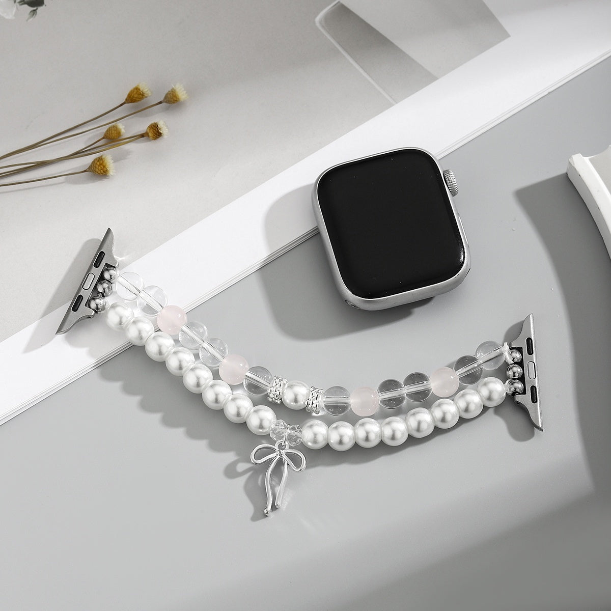 New Glass Bead Women's Watch Strap Suitable for iWatch 10\u002F9\u002F8\u002F7\u002F6\u002F5\u002F4\u002F3\u002F2\u002F1 Generation Metal Band, Compatible with 38\u002F40\u002F41\u002F42\u002F44\u002F45mm (Strap Only, No Watch Included)