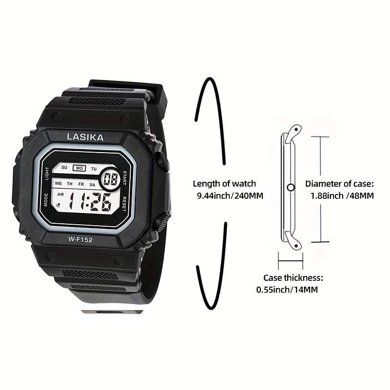 LASIKA Youth Sports Watch, Durable TPU Strap Stainless Steel Back Cover Digital Stopwatch with Calendar, Date, Alarm, LED Glow, Adjustable Band, Replaceable Battery, Multi-Function for Running, Climbing, Hiking - Perfect Gift for Outdoor Adventures