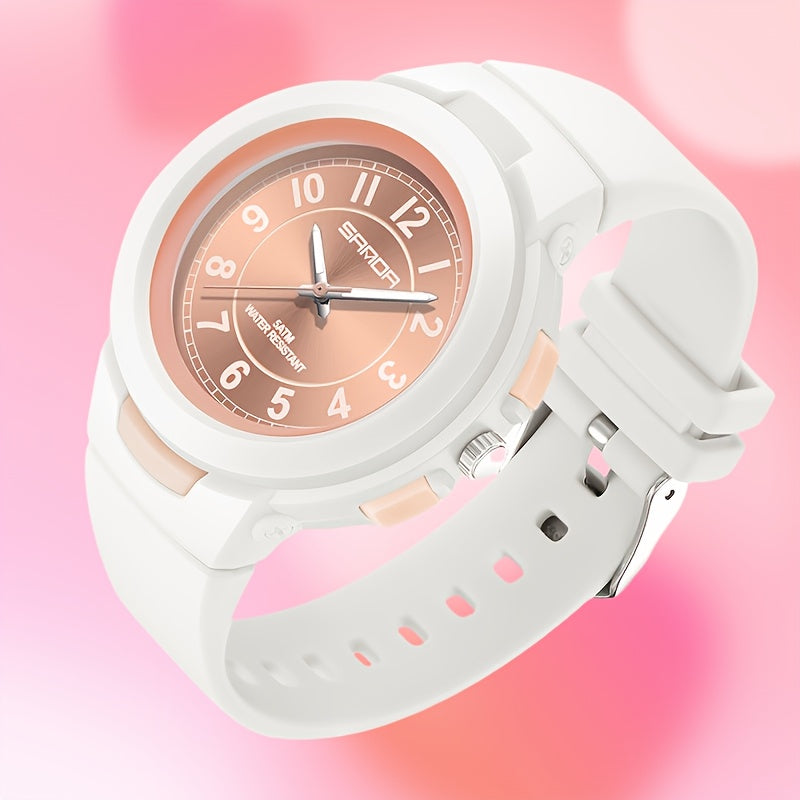 SANDA sports watch for men and women - 1968.5 inch waterproof, rubber strap, quartz movement, round dial, waterproof strap stopwatch, 24-hour display, electronic drive, wireless function, unisex outdoor multi-function watch with luminous light