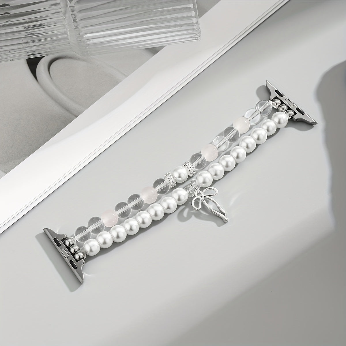 New Glass Bead Women's Watch Strap Suitable for iWatch 10\u002F9\u002F8\u002F7\u002F6\u002F5\u002F4\u002F3\u002F2\u002F1 Generation Metal Band, Compatible with 38\u002F40\u002F41\u002F42\u002F44\u002F45mm (Strap Only, No Watch Included)