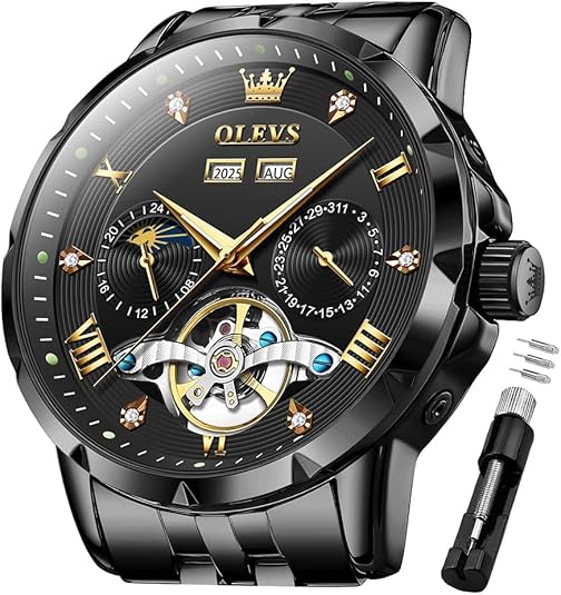 Men's Automatic Watch Skull Mechanical Classic Luxury Business Diamond Stainless Steel Waterproof Luminous Date Calendar Men's Watch