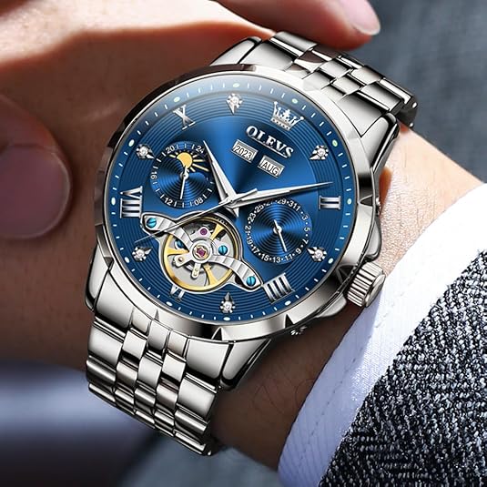 Men's Automatic Watch Skull Mechanical Classic Luxury Business Diamond Stainless Steel Waterproof Luminous Date Calendar Men's Watch