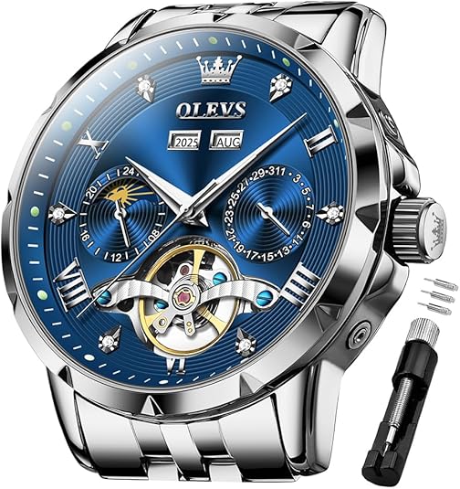Men's Automatic Watch Skull Mechanical Classic Luxury Business Diamond Stainless Steel Waterproof Luminous Date Calendar Men's Watch