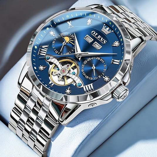 Men's Automatic Watch Skull Mechanical Classic Luxury Business Diamond Stainless Steel Waterproof Luminous Date Calendar Men's Watch