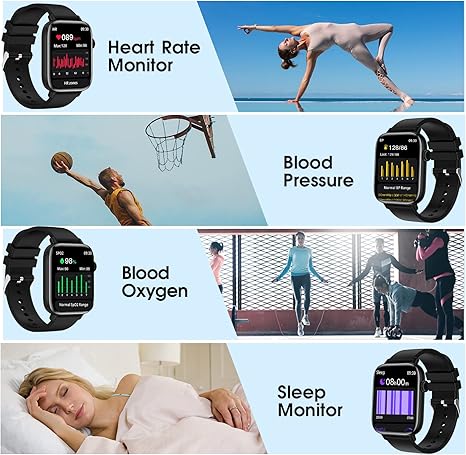 Smart Watch for Android iPhone, 1.9 Inch Fitness Tracker (Answer/Make Calls) IP 67 Waterproof Sports Digital Watch, Blood Pressure Heart Rate Monitor Pedometer Sleep Tracker