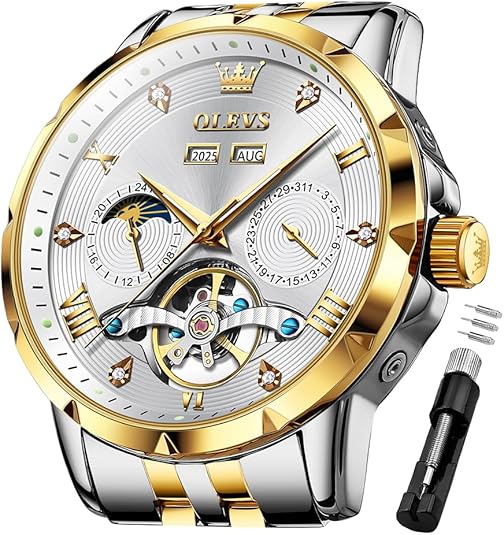 Men's Automatic Watch Skull Mechanical Classic Luxury Business Diamond Stainless Steel Waterproof Luminous Date Calendar Men's Watch