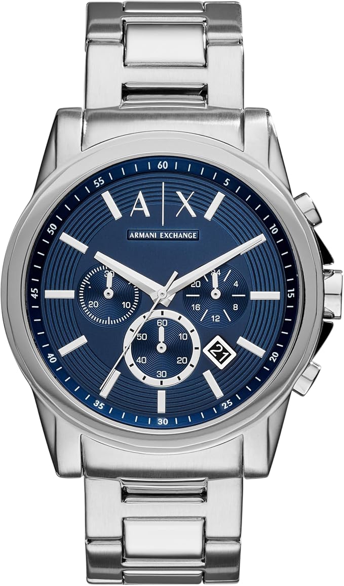 Men's chronograph watch with leather, stainless steel or silicone strap