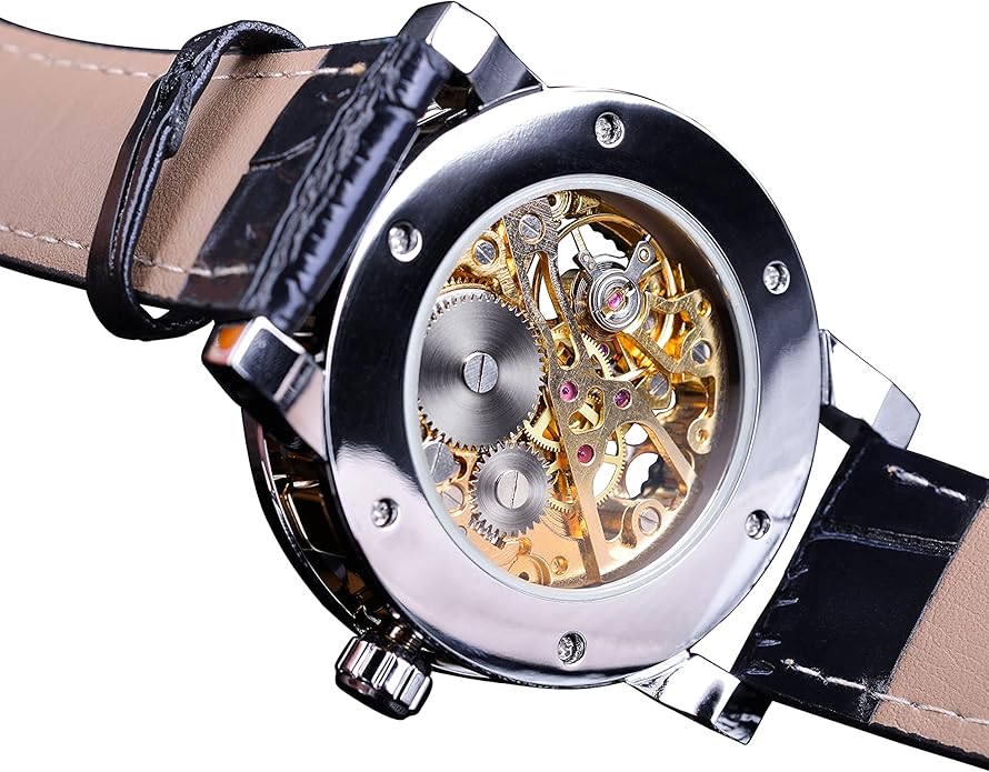 Vintage Manual Mechanical Skull Watch with Diamonds and Engraved Flower Craft Men's Skull Watch Mechanical Classic Roman Numerals