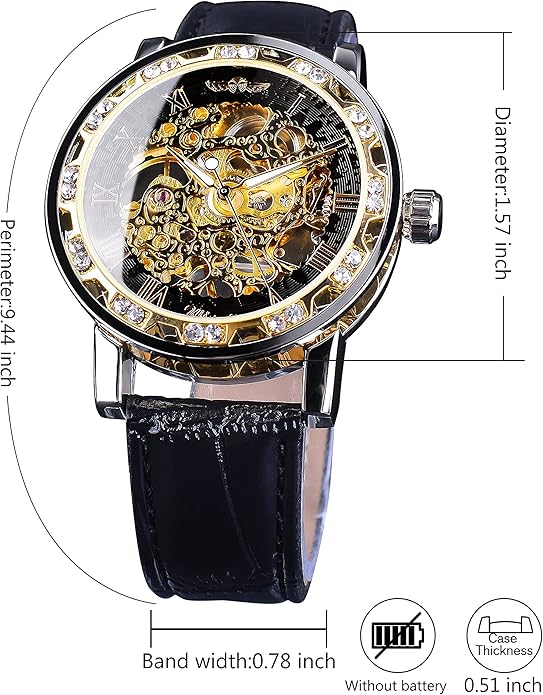 Vintage Manual Mechanical Skull Watch with Diamonds and Engraved Flower Craft Men's Skull Watch Mechanical Classic Roman Numerals