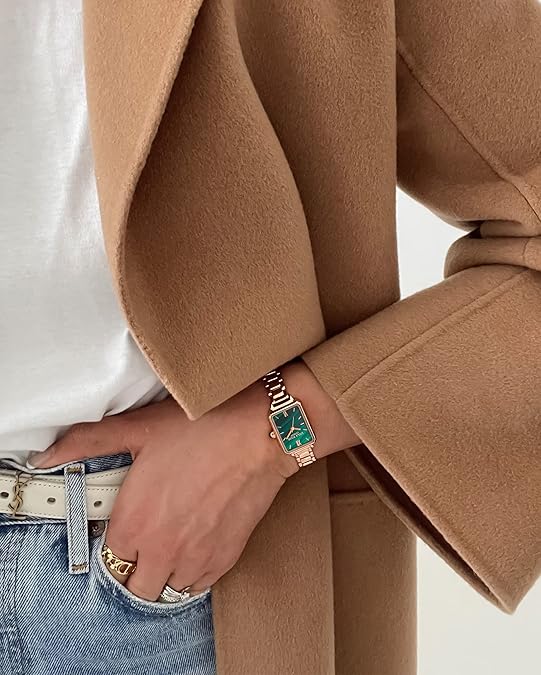 Exquisite women's watch: green malachite dial, stylish gift box packaging, an elegant gift for women and lovers