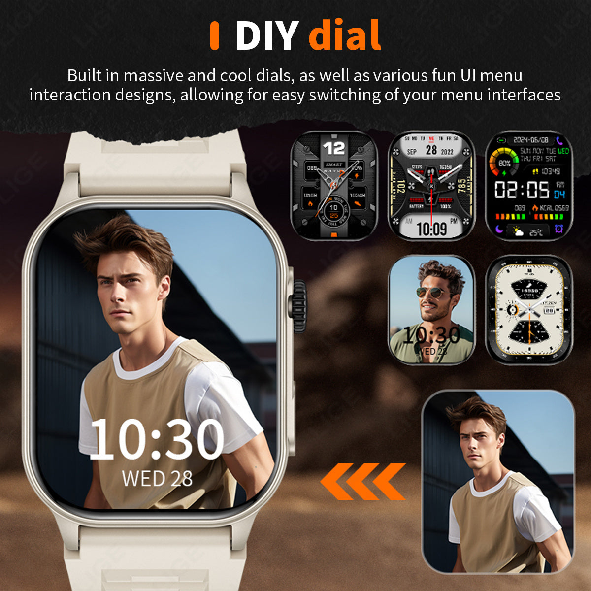LIGE New Smart Watch LED Flashlight 2.01-inch High-definition Large Screen 370mAh Wireless Call Weather Forecast AI Voice Assistant Dial 100+ Scientific Sports Modes Rich Applications Reminder Function Sports Watch Gift for Men And Women