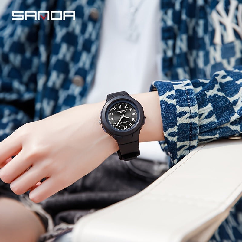 SANDA sports watch for men and women - 1968.5 inch waterproof, rubber strap, quartz movement, round dial, waterproof strap stopwatch, 24-hour display, electronic drive, wireless function, unisex outdoor multi-function watch with luminous light