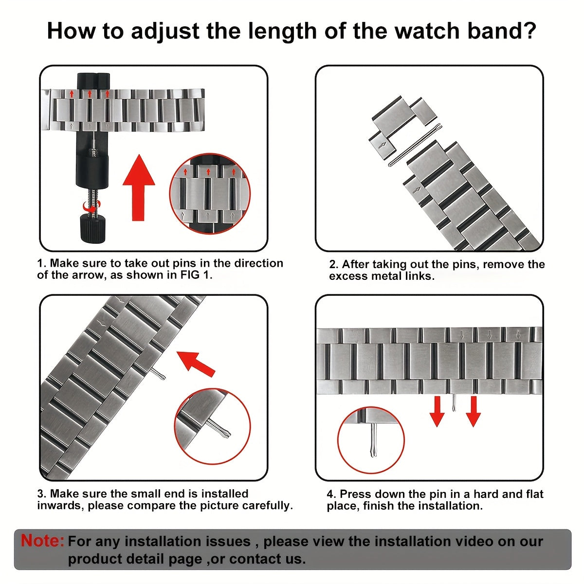 Unisex Quick-Release Stainless Steel Watch Band - 20mm & 22mm Metal Link Replacement Strap with Push Button Clasp, Durable & Stylish for Men & Women, Secure Fit Strap, Sleek Metallic Finish