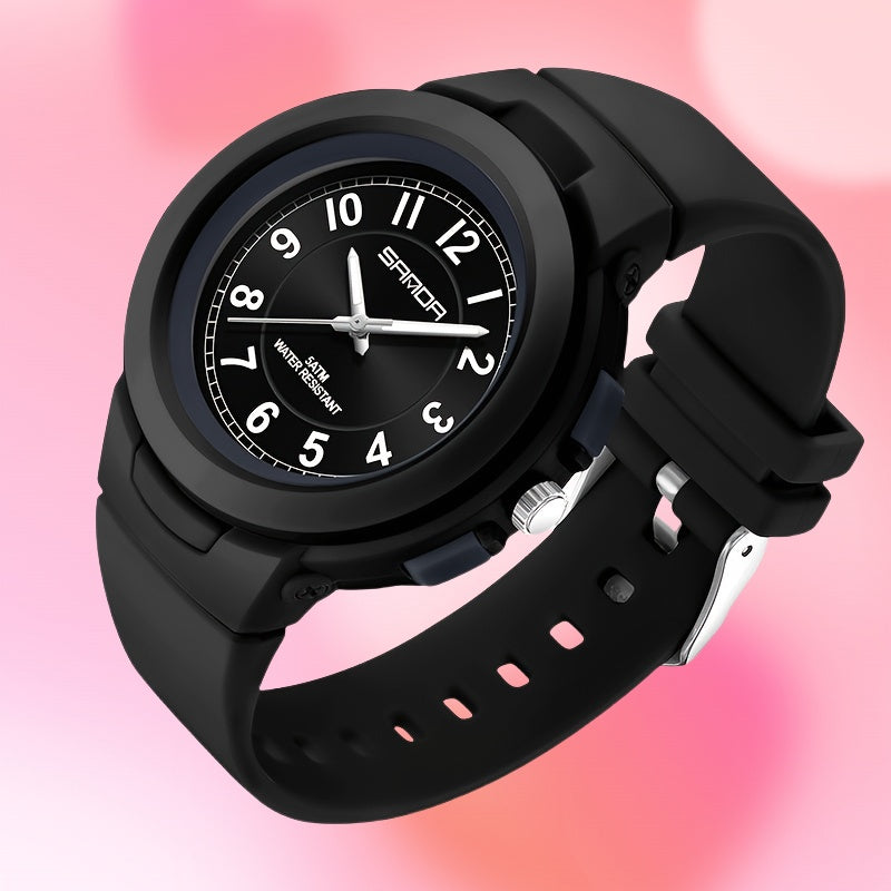 SANDA sports watch for men and women - 1968.5 inch waterproof, rubber strap, quartz movement, round dial, waterproof strap stopwatch, 24-hour display, electronic drive, wireless function, unisex outdoor multi-function watch with luminous light