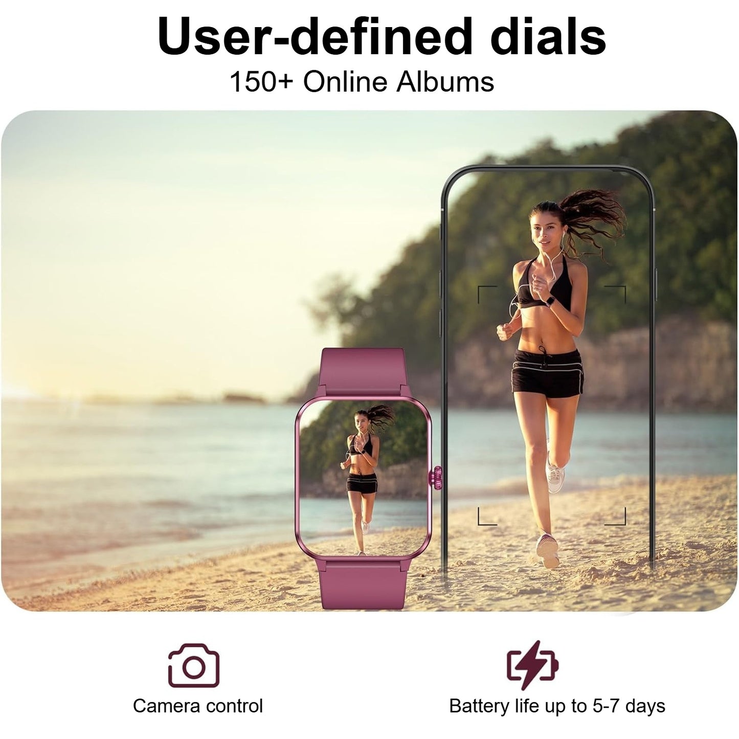 IOWODO Smart Watch for Women (Answer/ Make Calls & AI Voice), 1.85" HD Fitness Watch with Pedometer, 110+ Sports Activity Tracker, Smartwatch for Android for iphone, Purple
