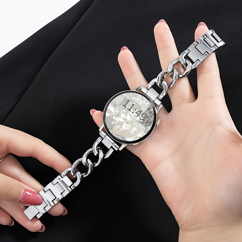20mm Stainless Steel Watch Band for Samsung Galaxy Watch 7\u002F6\u002F5\u002F4 for Huawei Watch GT3\u002F2 for Amazfit GTR\u002FGTS - Folding Clasp Elegant Fashion Sport Strap for Women - Perfect Gift for Girlfriend
