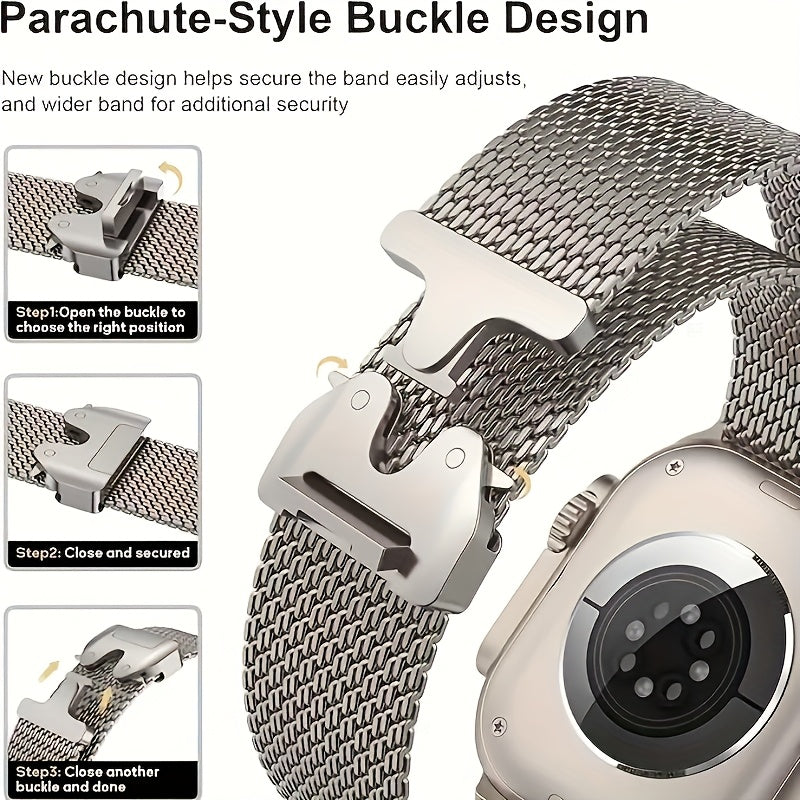 Milanese Mesh Stainless Steel Milanese Mesh Strap | 1pc | Stainless Steel | Adjustable Length | for iWatch Ultra SE S10-1 Series, iWatch 38\u002F40\u002F41\u002F42\u002F44\u002F45\u002F46\u002F49mm Models