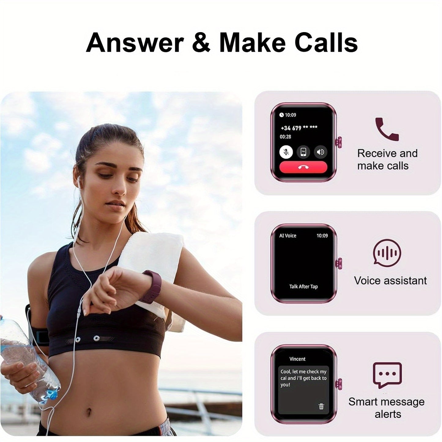 IOWODO Smart Watch for Women (Answer/ Make Calls & AI Voice), 1.85" HD Fitness Watch with Pedometer, 110+ Sports Activity Tracker, Smartwatch for Android for iphone, Purple