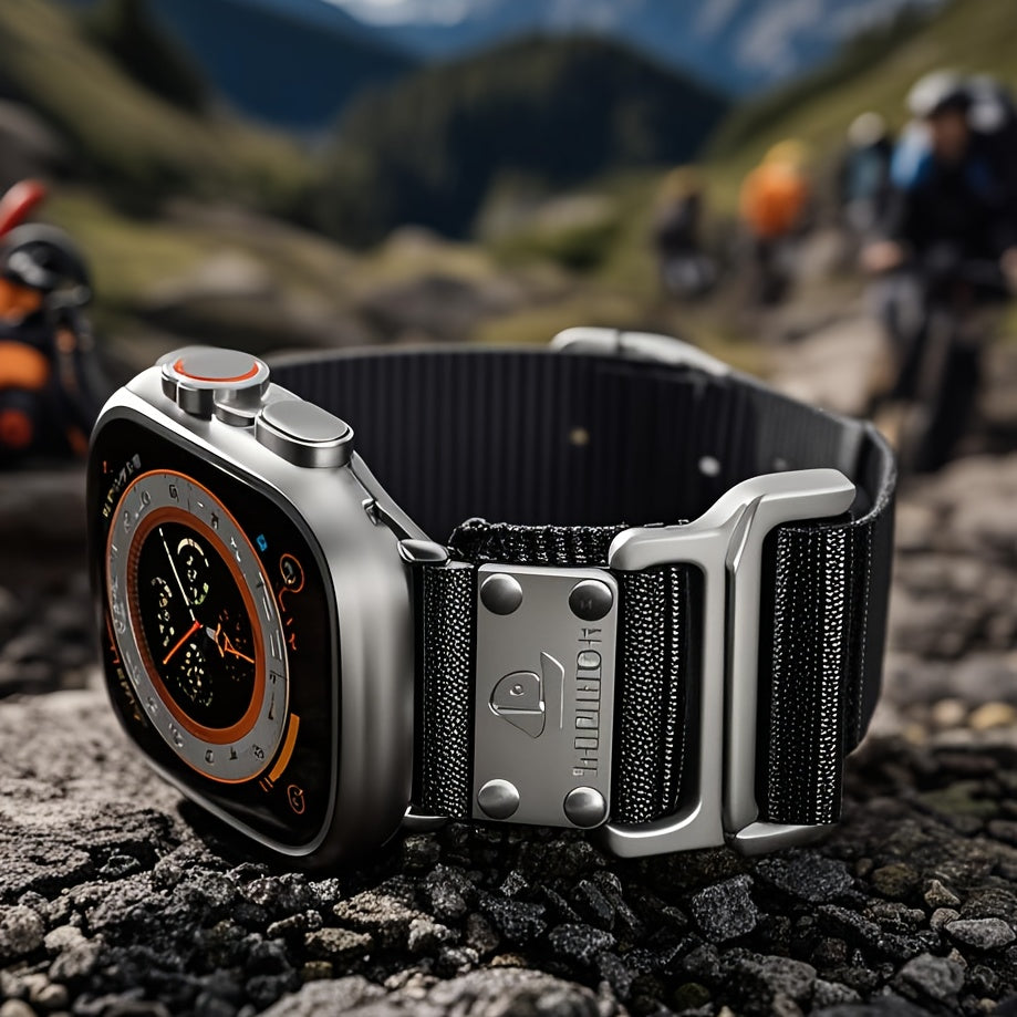 Ultra-Thin Strap, Suitable for Apple Watch Ultra2\u002FApple Watch 49mm, Series 9\u002F8\u002FSE2\u002F7\u002F6\u002FSE\u002F5\u002F4\u002F3\u002F2\u002F1 45mm\u002F44mm\u002F46mm | Stainless Steel Magnetic Buckle, Durable Nylon Band