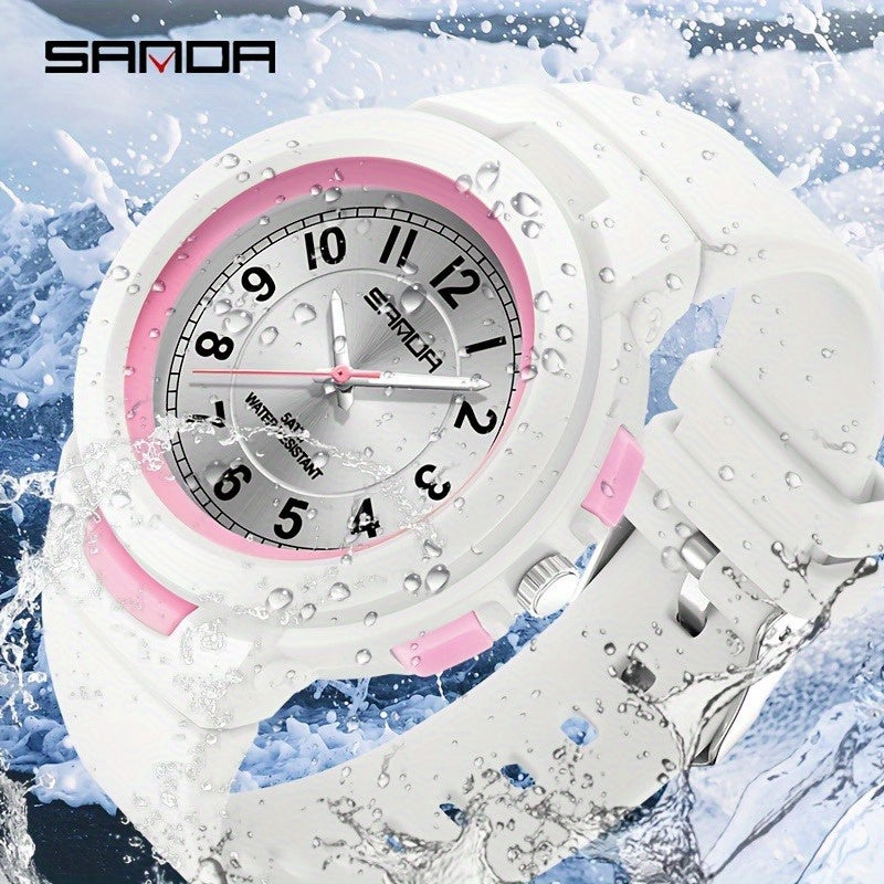 SANDA sports watch for men and women - 1968.5 inch waterproof, rubber strap, quartz movement, round dial, waterproof strap stopwatch, 24-hour display, electronic drive, wireless function, unisex outdoor multi-function watch with luminous light