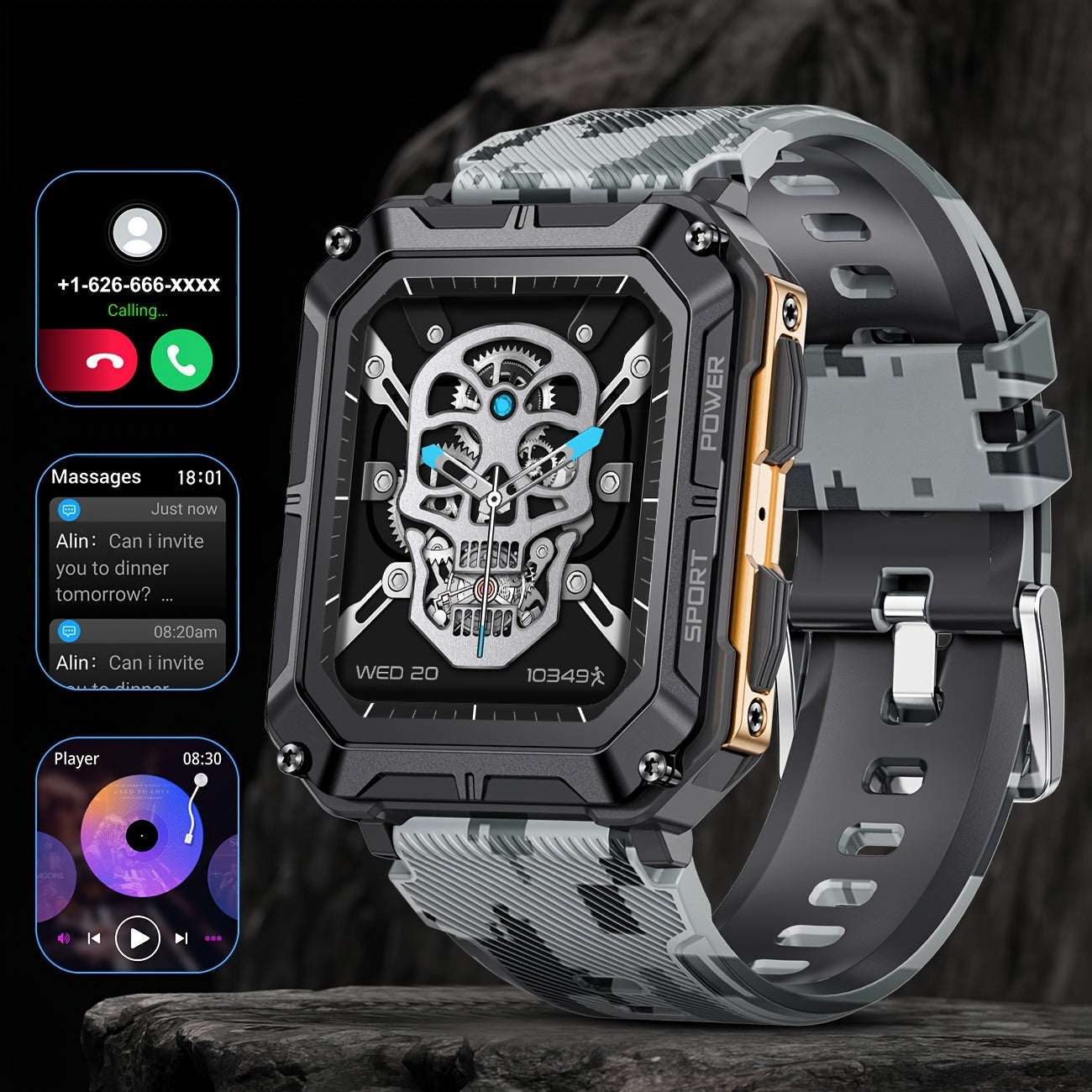 1pc LIGE Men'S Smart Watch, 1.83" HD IPS Display, Wireless 5.0, 120+ Sports Modes, Notifications, USB Charging, Lithium Polymer Battery, Hybrid Style, Non-Waterproof, with Hook-and-Eye Clasp