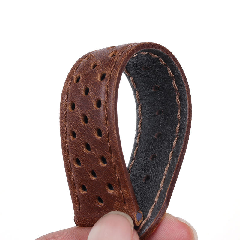 Vintage Cowhide Watchband 20Mm 22Mm Breathable Matte&Oil Leather Watch Strap Butterfly Buckle Men Women Bracelet