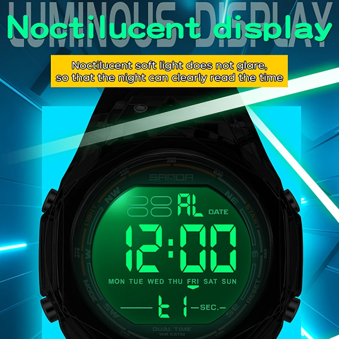SANDA Men'S & Women'S Digital Watch, Semi-Transparent Case, Countdown, Alarm Clock, Dual Time, Night Light, 5ATM, Sports Watch, Commuting\u002FExam\u002FSports, SANDA