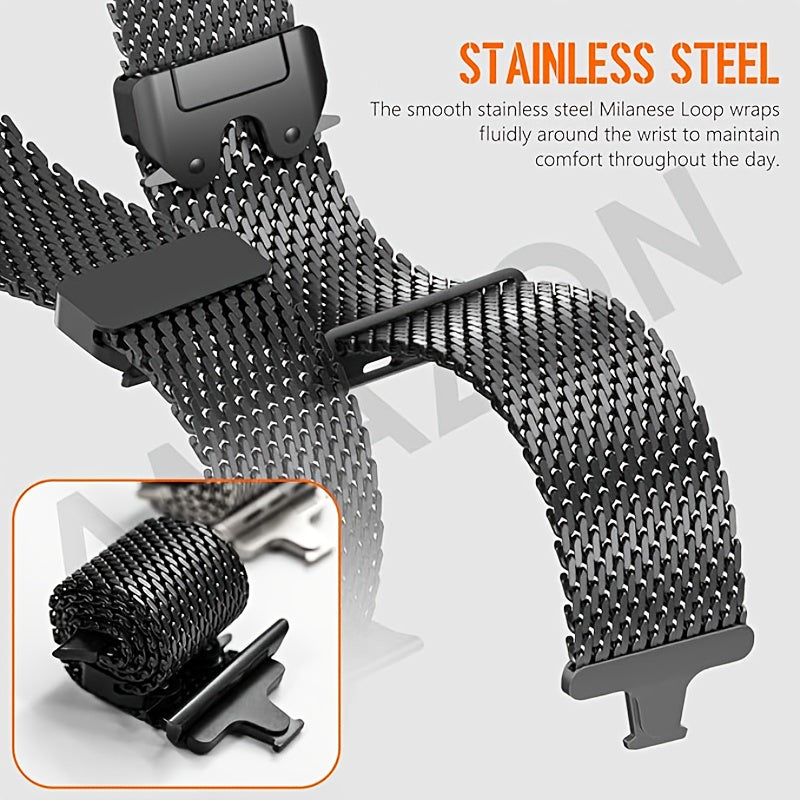 Milanese Mesh Stainless Steel Milanese Mesh Strap | 1pc | Stainless Steel | Adjustable Length | for iWatch Ultra SE S10-1 Series, iWatch 38\u002F40\u002F41\u002F42\u002F44\u002F45\u002F46\u002F49mm Models