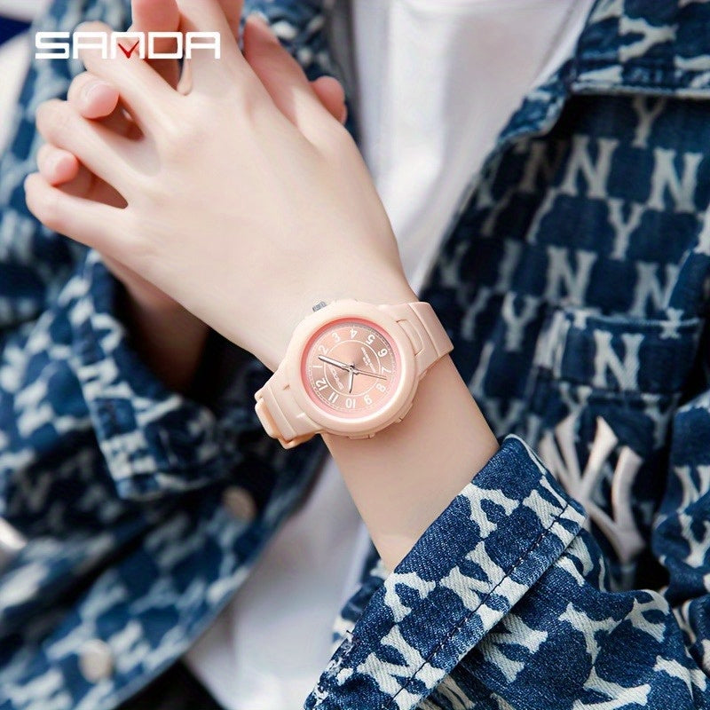 SANDA sports watch for men and women - 1968.5 inch waterproof, rubber strap, quartz movement, round dial, waterproof strap stopwatch, 24-hour display, electronic drive, wireless function, unisex outdoor multi-function watch with luminous light