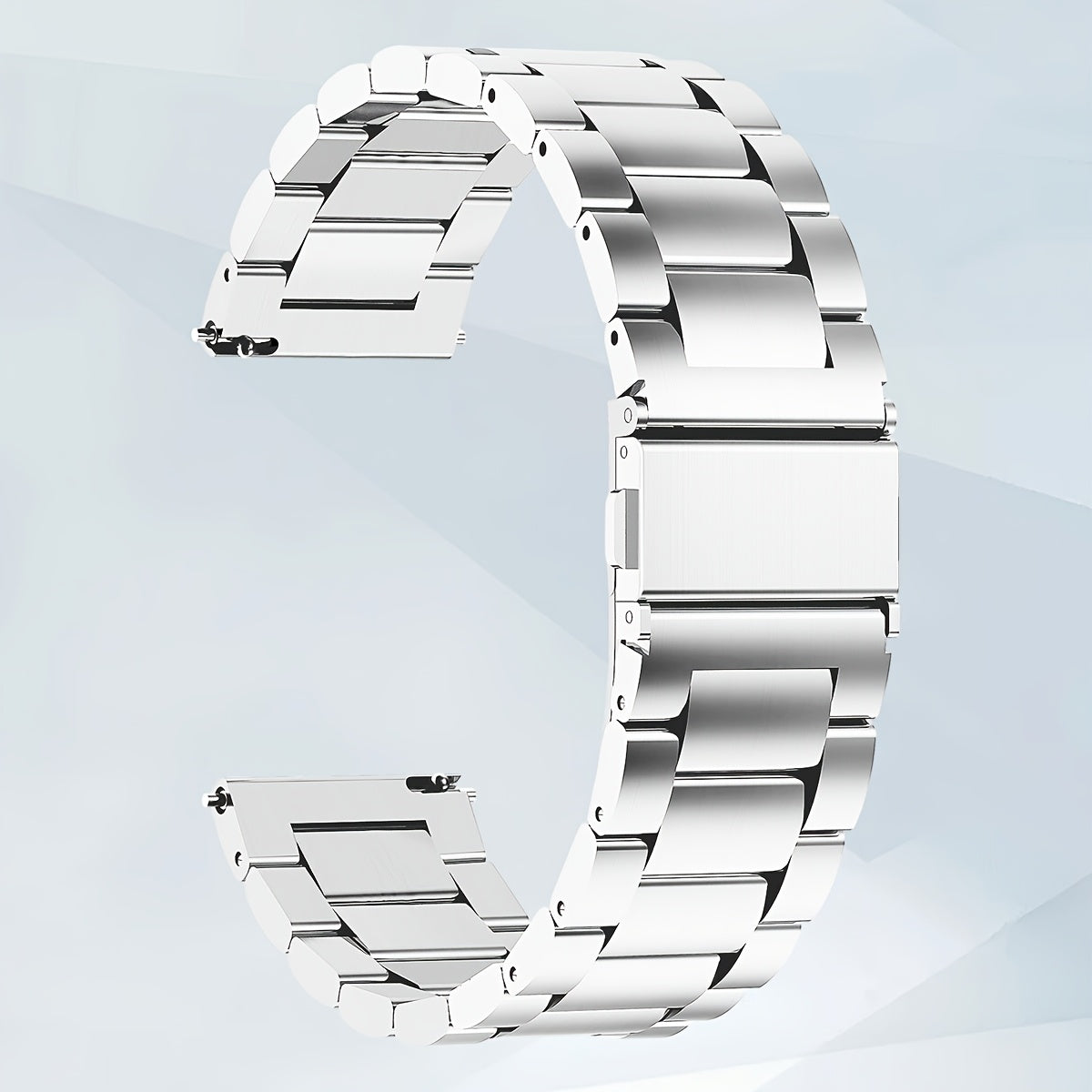 Unisex Quick-Release Stainless Steel Watch Band - 20mm & 22mm Metal Link Replacement Strap with Push Button Clasp, Durable & Stylish for Men & Women, Secure Fit Strap, Sleek Metallic Finish