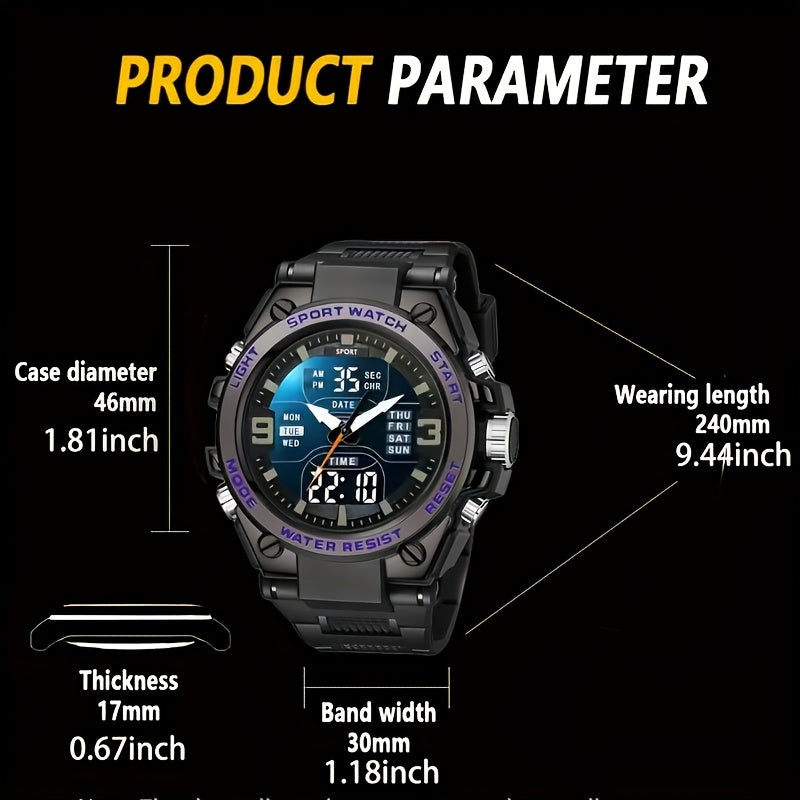 Women's Multifunctional Sports Electronic Watch - Luminous 1181.1inch, World Time, 24H Alarm, Stopwatch, Tachymeter, Durable TPU Strap, Shockproof & -Magnetic, Black Dial with White Hands for Swimming, Hiking, Mountaineering, Aviation, Diving