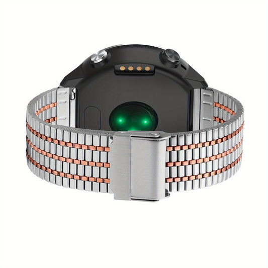 Suitable for Garmin Forerunner 645\u002F645 Music Aseniu Seven-Bead Watch Band, Stainless Steel Breathable Strap, Unisex Design – Ideal Gift for 11 Holidays