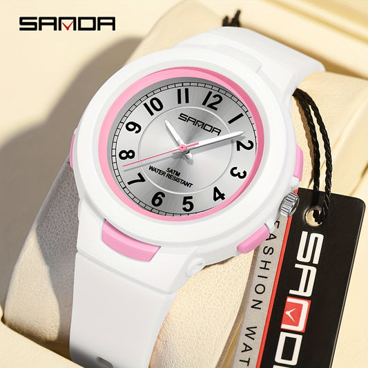 SANDA sports watch for men and women - 1968.5 inch waterproof, rubber strap, quartz movement, round dial, waterproof strap stopwatch, 24-hour display, electronic drive, wireless function, unisex outdoor multi-function watch with luminous light
