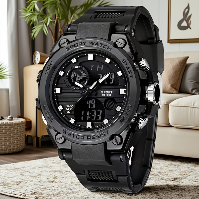 Women's Multifunctional Sports Electronic Watch - Luminous 1181.1inch, World Time, 24H Alarm, Stopwatch, Tachymeter, Durable TPU Strap, Shockproof & -Magnetic, Black Dial with White Hands for Swimming, Hiking, Mountaineering, Aviation, Diving