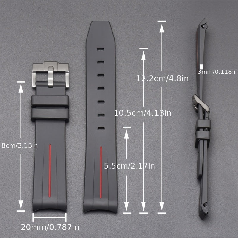 20mm Watch Strap For Omega Watch, Curved End Silicone Wrist Bracelet For Men Women, Waterproof Sport Watchband, Ideal Choice For Gifts