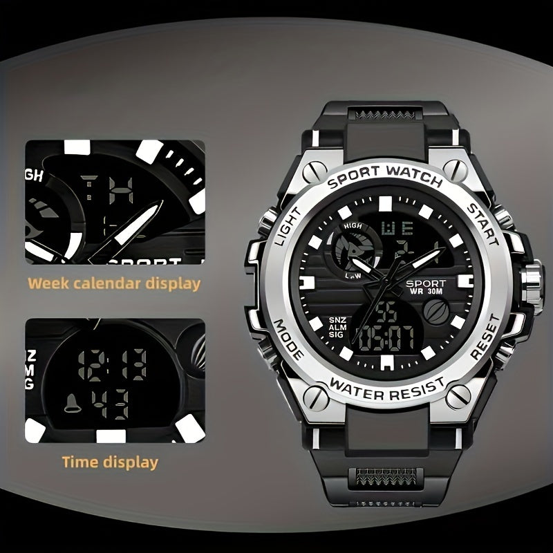 Women's Multifunctional Sports Electronic Watch - Luminous 1181.1inch, World Time, 24H Alarm, Stopwatch, Tachymeter, Durable TPU Strap, Shockproof & -Magnetic, Black Dial with White Hands for Swimming, Hiking, Mountaineering, Aviation, Diving