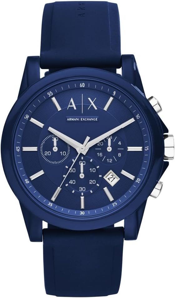 Men's chronograph watch with leather, stainless steel or silicone strap