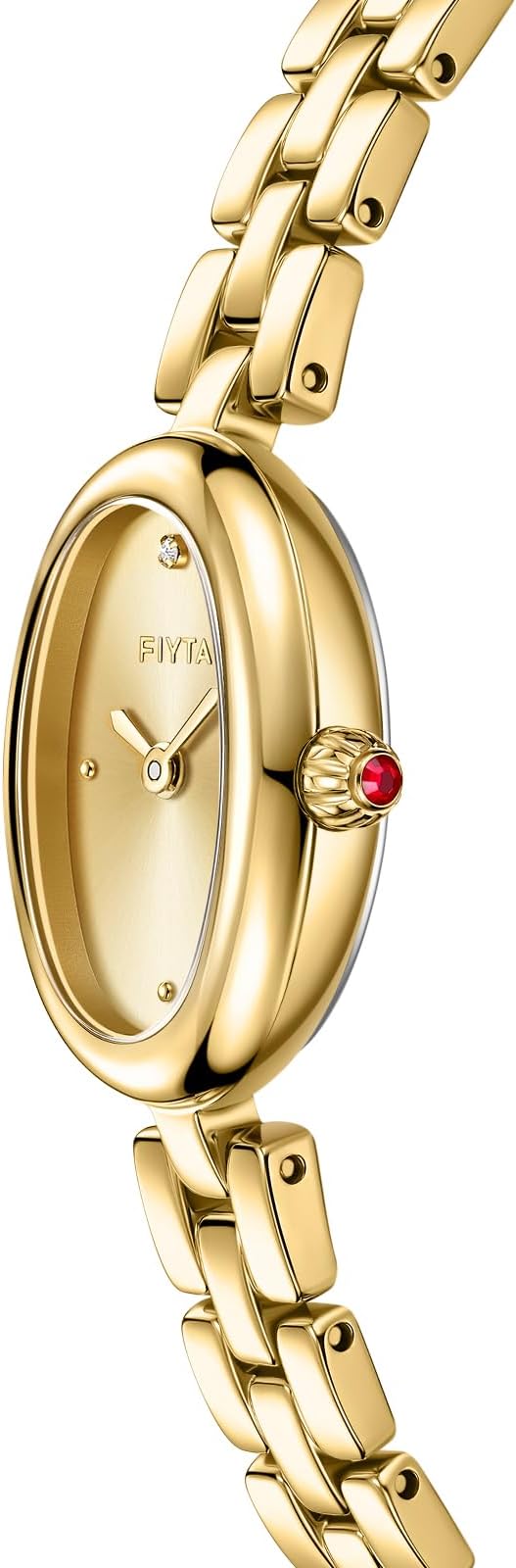 Golden Bean Series Women's Watch, Oval Case, Adjustable Stainless Steel Bracelet, Wrapped by Stylish Gift Box, Elegant Present Gold Watch for Women