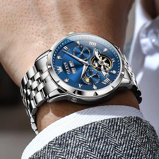 Men's Automatic Watch Skull Mechanical Classic Luxury Business Diamond Stainless Steel Waterproof Luminous Date Calendar Men's Watch